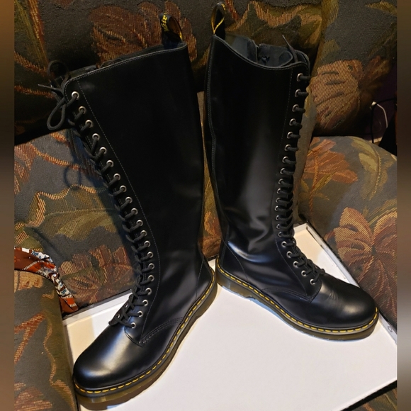 Dr. Martens Shoes - Dr Martens black leather knee high boots women's 11